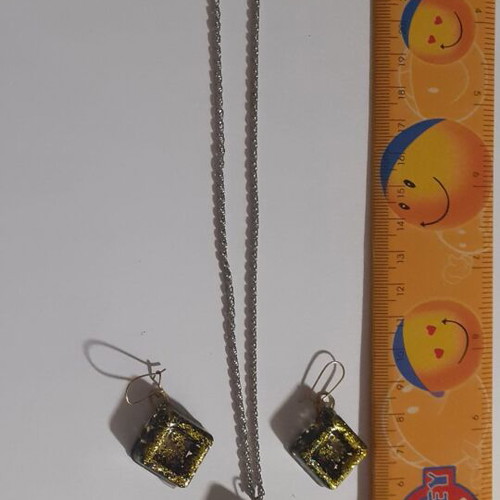 Set of 9 handmade resin pendant and earring jewelry sets, multicolor