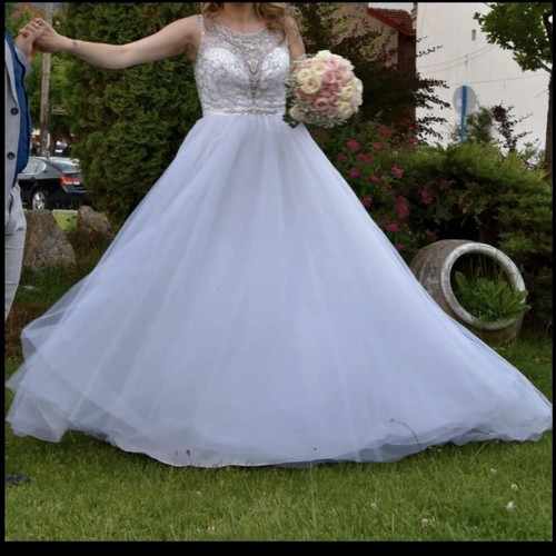 Demetrios wedding dress like new, white with glitter, size XL
