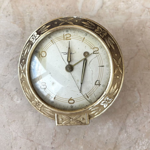 Vintage German alarm clock 1950 used, broken glass