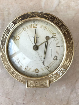 Vintage German alarm clock 1950 used, broken glass