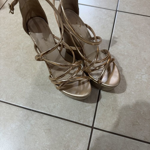 Tsakiris Mallas platform sandals, size 39, pink gold