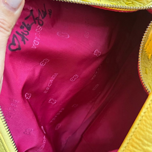 Escada yellow leather handbag used, buckskin leather