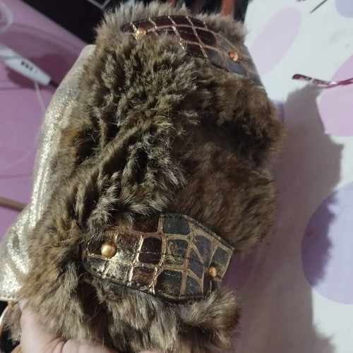 Billionaire Faux Fur Shoulder and Handbag like new with Gold Chain