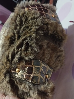 Billionaire Faux Fur Shoulder and Handbag like new with Gold Chain
