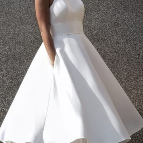 Vintage-style tea length dress white new, wedding dress