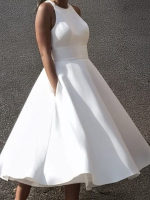Vintage-style tea length dress white new, wedding dress