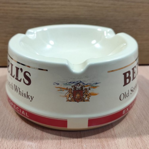 Bell's Scotch Whisky ceramic ashtray used, vintage promotional
