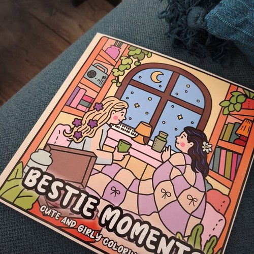 Cozy Bestie Mode Coloring Book and Marker Set new