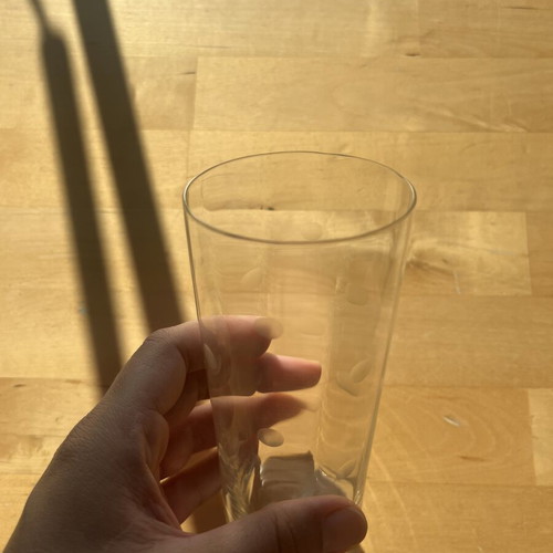 Glass with matte white dots, used, vintage