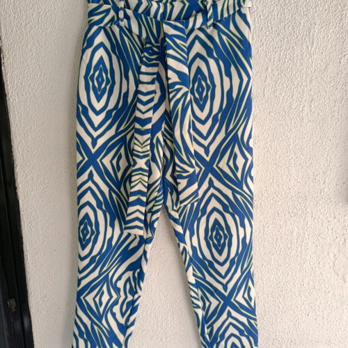 Animal print pants, medium large, blue turquoise