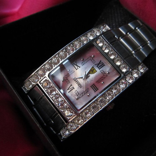 Ferrari women's silver wristwatch with stones, like new