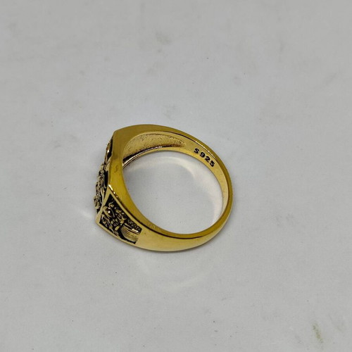 Men's Archangel Michael Ring like new, gold plated metal, size 12