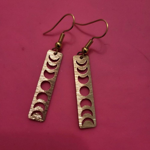 Gold earrings with moon phases new, stainless steel