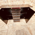 Living room buffet black lacquer like new with two cabinets and 6 shelves