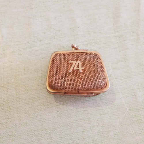Vintage Metal Mesh Coin Purse Double with Number 74 in Like New Condition