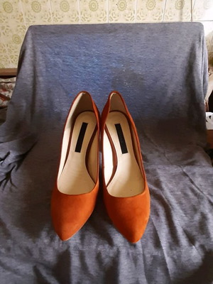 Zara brown suede pumps 9 cm new