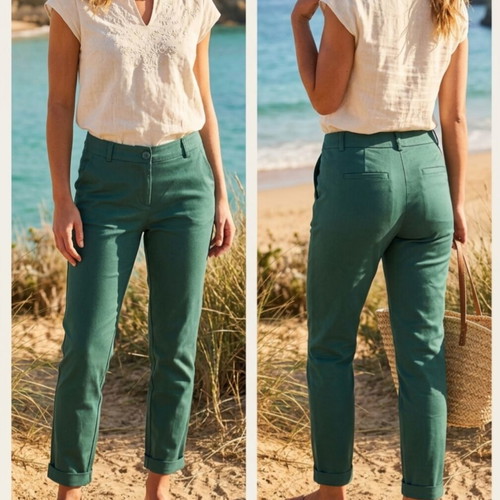 Moutaki pants size M used, excellent fit, green color