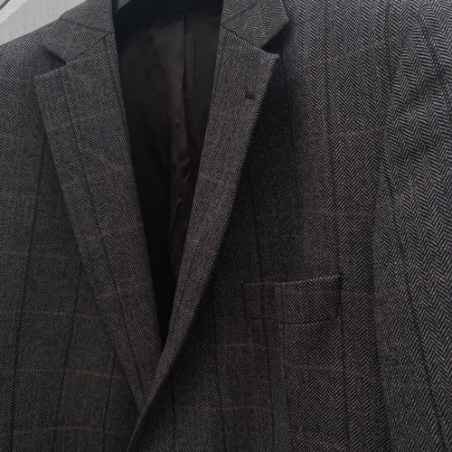 Loro Piana men jacket Superfine Wool gray checked size 54 like new