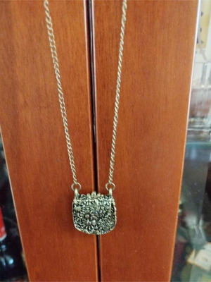 Necklace pendant used bronze with embossed metal bag pendant