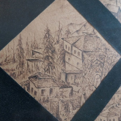 Pencil drawing used with theme of Makrinitsa Pilio
