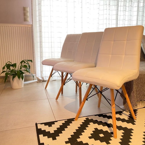 White leather chairs new, pack of four
