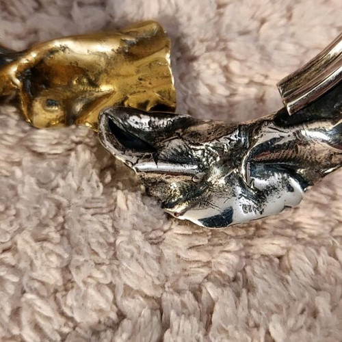 Silver handmade bracelet like new with gold-plated part