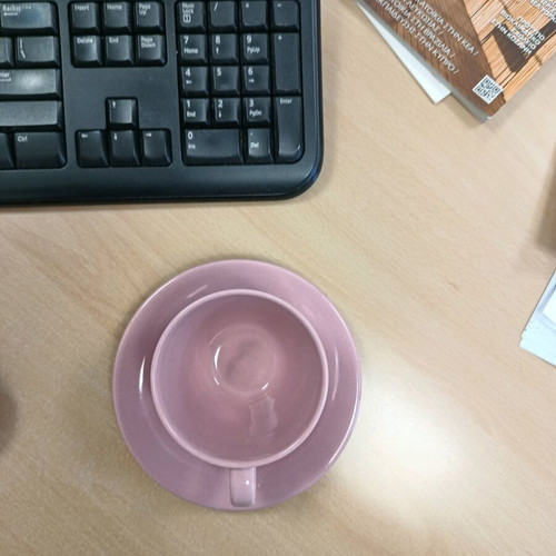 Pink coffee cup like new with saucer