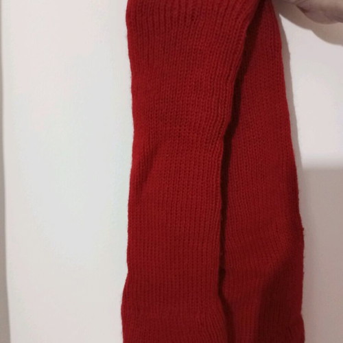 Knitted red leg warmers like new, elastic knit