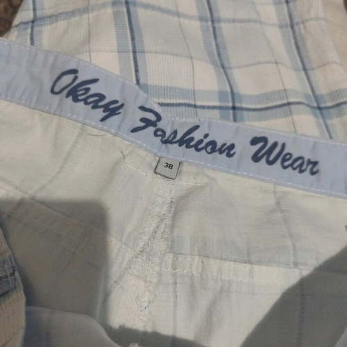 Men's bermuda shorts used, cotton, white and turquoise