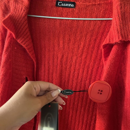 Red cardigan with large buttons new, sizes S/M by A-Style