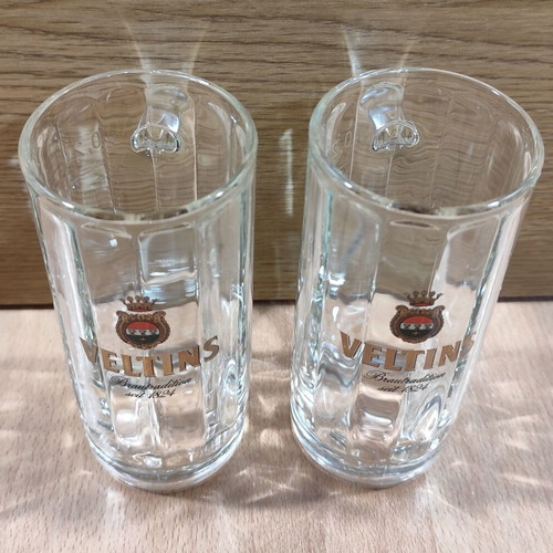 Veltins beer set of two promotional glass mugs 0.2l like new