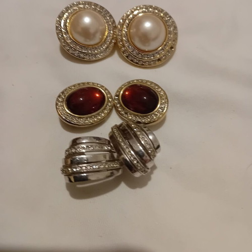 Vintage earrings pack of three used with clips