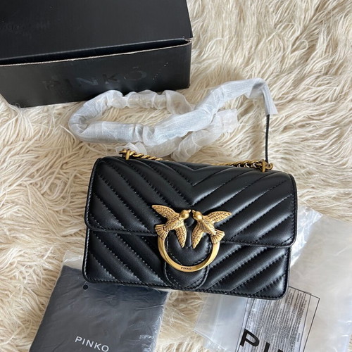 Pinko shoulder bag new, black with gold details