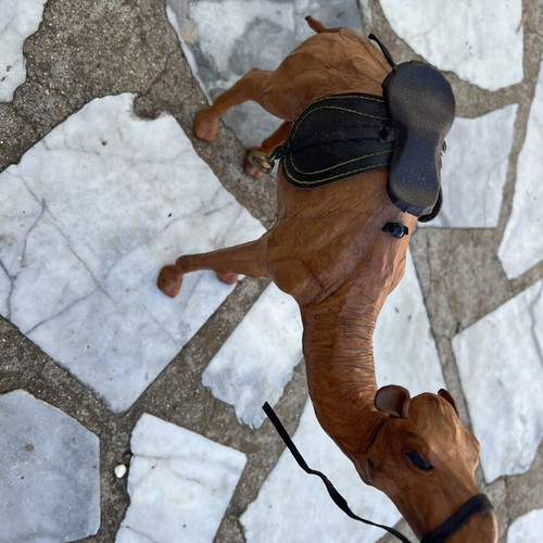 Leather camel figurine, 33 cm height