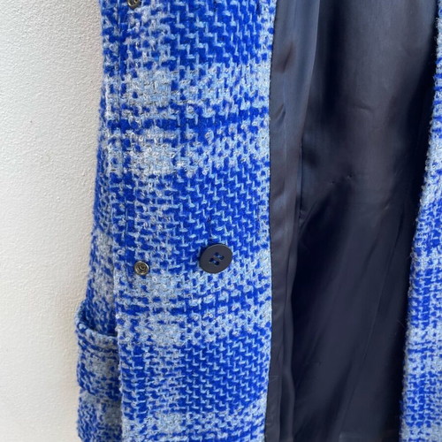 Benetton καρώ γκρι μπλε παλτό Μοντγκόμερι σαν καινούργιο, μέγεθος 42