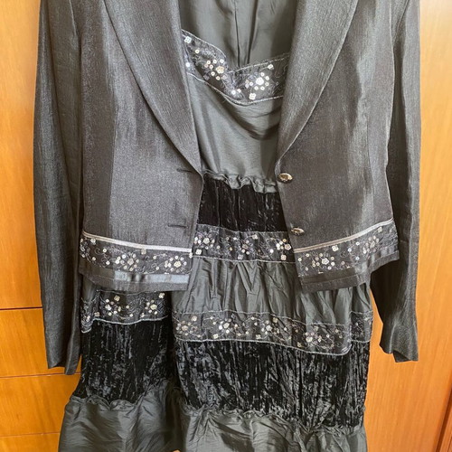 Suit set with maxi skirt early 2000s, like new, black and silver