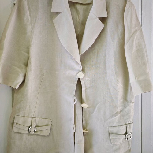Women's vintage blazer and pants set used, linen, white and beige