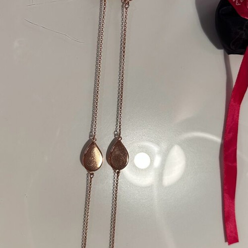 Mazaraki long necklace pink gold with blue evil eyes like new