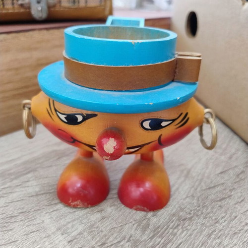 Wooden vintage toy used, height 11 cm