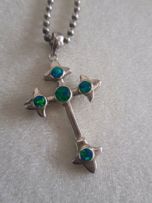 Silver cross vintage used with stones