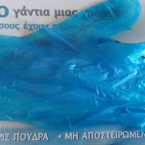 Vinyl disposable gloves, blue, size small, pack of 23