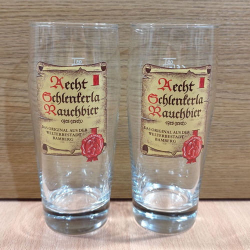 Aecht Schlenkerla beer set of two promotional 500ml glasses new