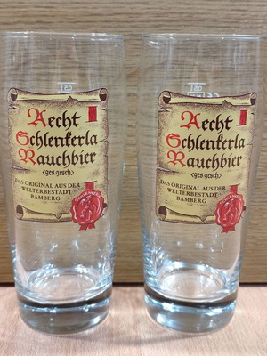 Aecht Schlenkerla μπίρα σετ δύο διαφημιστικών ποτηριών 500ml καινούργιο