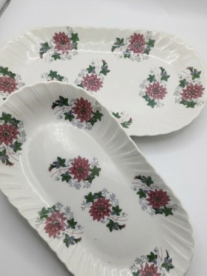 Porcelain dish set used, 2 serving plates with marks