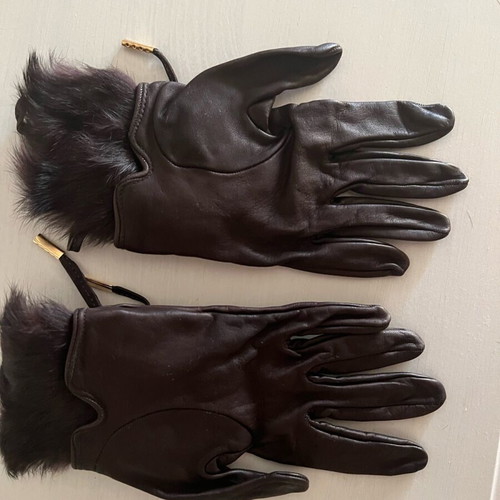 Dsquared2 leather gloves with fox fur used