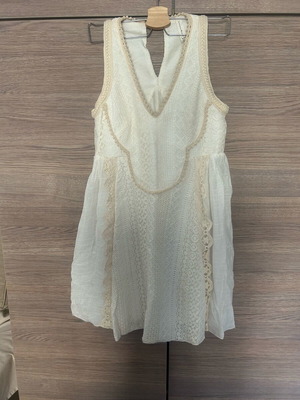 Epsilon dress above the knee with beige and white lace, size small, like new