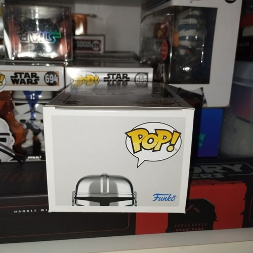 Star Wars The Mandalorian with Grogu Funko Pop 402, chrome with pin