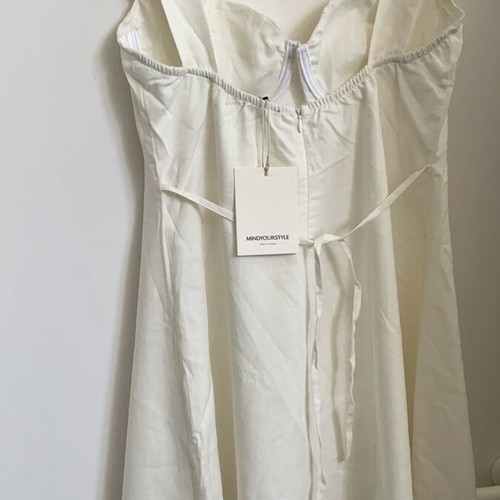 Mind Your Style white linen blend mini dress