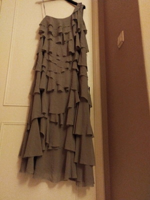H&M long one-shoulder dress used, gray, size L