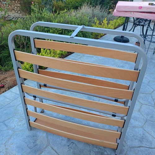 Folding bed frame 1.98x0.80m with wooden anatomical slats